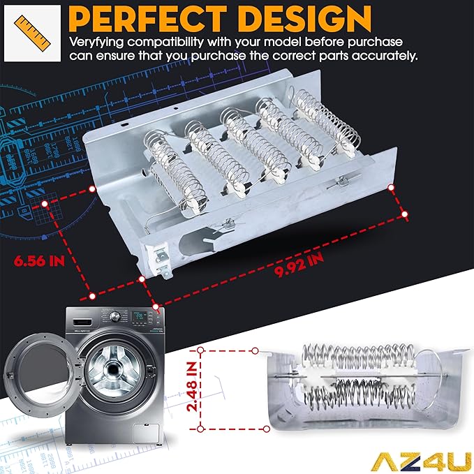 For Whirlpool LER5620KQ1 LER4634JQ1 LER4634PQ0 LER7646EQ2 LER3624EQ1 LER4634EQ2 LER8858EQ1 WED5300VW0 WED4800XQ3 WED5100VQ0 LER4634EQ0 LER4634JT0 LER3624EQ0 LEQ9030PQ0 Replaces Dryer Heating Element