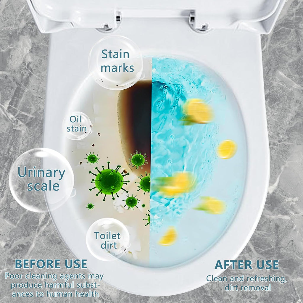 Toilet Bowl Cleaner Powder - Self-Activating Toilet Cleaner for Stubborn Stains & Limescale, Deep Cleaning Foam with Lemon Fragrance, Safe Toilet Cleaning Supplies (4 Packs × 3 oz)