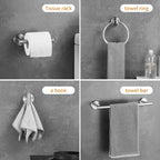 Towel Bar Set Brushed Nickel, Bathroom Towel Ring Set 5pcs Including 2pcs 16'' Tower Bar, Towel Ring and 2 PCS Towel Hooks