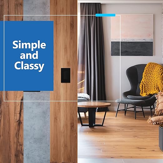 LIDER Minimalist Design Matte Finish Lighted Double Switch, Combination Frameless Decorator Switch with Locator Light, Ground Terminal, Single Pole, 15A 120-277V, UL Listed,Black, 2 Pack