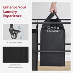 Tajsoon Laundry Sorter Cart with Hanging Clothes Rack, 4 Butler Sorter Basket Organizer, Laundry Hamper Cart with Heavy Duty Rolling Lockable Wheels, Black