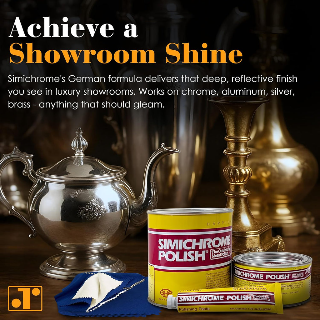 Simichrome All Metal Polish Can with Polishing Cloth Chrome and Metal polishing 250g (3-Pack with 1 Cloth)