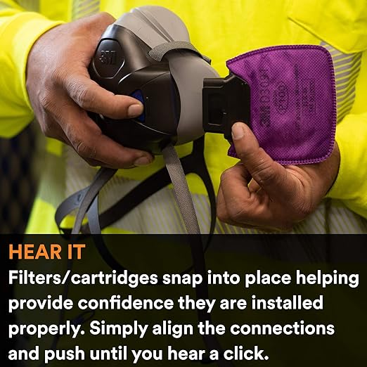 3M Respirator, Secure Click Half Face Reusable Respirator with Speaking Diaphragm and Push Button Seal Check, HF-802SD, Sweeping, Sanding, Grinding, Sawing, Dust, Medium