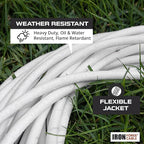 Iron Forge Cable 12 Gauge Outdoor Extension Cord 25 Ft, SJTOW 12/3 Heavy Duty White Extension Cord 3 Prong, Oil Resistant & Flame Retardant