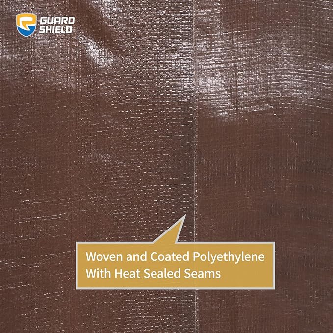 GUARD SHIELD Tarps Heavy Duty Waterproof 12x16 Feet Brown/Silver Poly Tarp Cover Outdoor Thick UV Resistant Tarpaulin with Grommets 10mil (2-Pack)