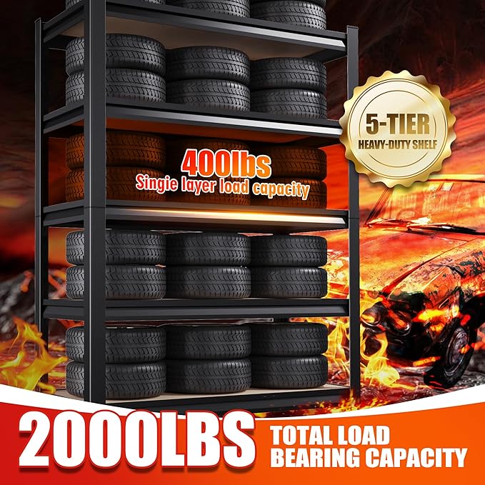 Set of 4 Garage Shelving-2050 lbs 5 Tier Storage Shelves,Adjustable Heavy Duty Metal Shelving Unit and Storage Large Rack,Utility Steel Shelf For Warehouse Industrial Pantry Basement 78"x46"x20"