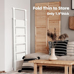 HillhutApex 5 Step Foldable Aluminum Step Ladder with Handgrip, Anti-Slip Pedal, 330 lbs Capacity, Lightweight & Portable for Home, Kitchen, Office, Garage (White)