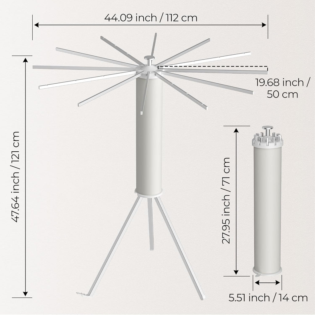 Tripod Clothes Drying Rack, Garment Rack Portable and Foldable Space Saving Laundry Drying Rack - Dryer Rack Clothing Floor Folding Balcony Bedroom Household (Silver(Aluminum), 12 rods)