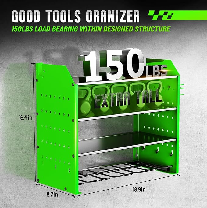 Power Tool Organizer Wall Mount, 4 Tier Tool Organizer For Space Saving,Used For Electric Drills, Saws And Toolbox Parts, Wall Hooks