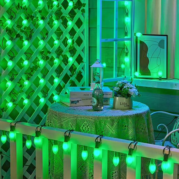 Brightown C9 LED Replacement Christmas Bulbs, 25 Pack Green Shatterproof C9 Bulbs, Waterproof Commercial LED Holiday Bulb for Christmas String Light, E17 Intermediate Base, Dimmable