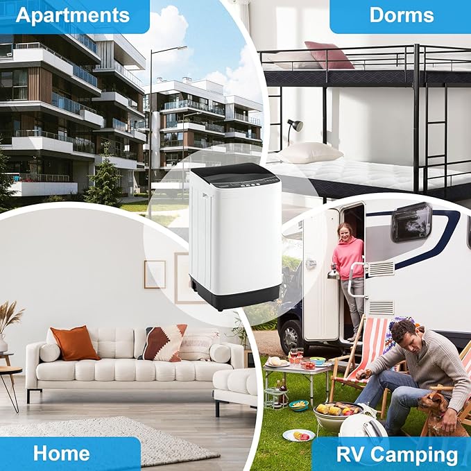 Portable Washing Machine, 17LBS Full Automatic Washer with Spinner, 10 Programs Compact Laundry Machine for Apartment, RV, Dorm Home Use, Mini Washing Machine Perfect for Small Spaces