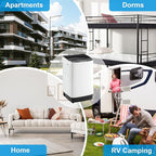 2.0 Cu.Ft Portable Washing Machine, Full-Automatic Electric Laundry Machine with 10 Programs, Compact Clothes Wash and Spin Combo with Stainless Steel Drum, Drain Hose for Apartment, Dorm,Home