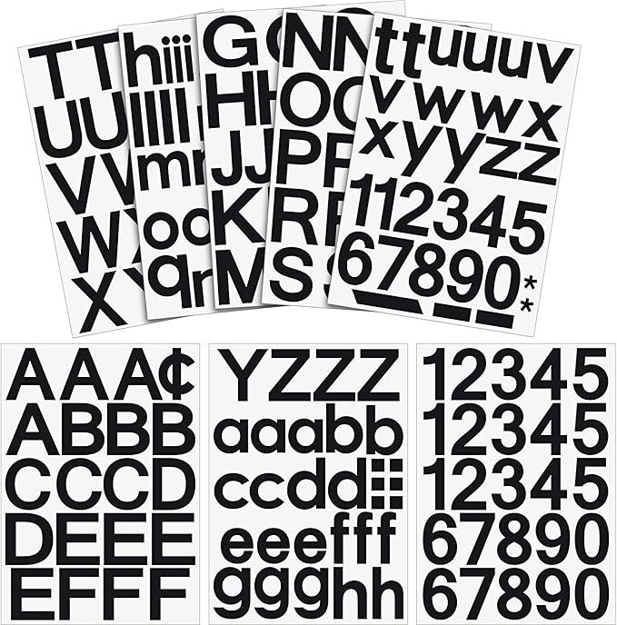 Outus 8 Sheets Vinyl Letter Stickers Self Adhesive Mailbox Numbers Alphabet Stickers Stick on Letters for Christmas Stockings Scrapbook Bulletin Board School Business(3 Inch,Black)