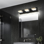 Bathroom Vanity Light Fixtures 3 Lights Dimmable LED Wall Sconce with Matte Black Finish Gold Metal Lampshade White Light 3000K-6000K,3 Color