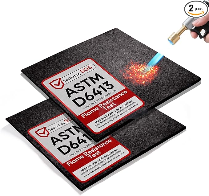 TOPDC 2 Pack Welding Blanket 20x20 Inch, High Temp Resistant Carbon Felt Pad, 5mm Thick Heat Shield Fabric Withstands 2200℉, UL94&MSDS Certified, Flexible&Cuttable for Welding Soldering Grill Firepit