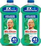Mr. Clean 2X Concentrated Multi Surface Cleaner with Febreze Meadows & Rain Scent, All Purpose Cleaner, 41 fl oz (Pack of 2)