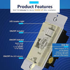 LIDER Dimmer Paddle Switch for Dimmable 300W LED/CFL Lights, 1-Pole or 3-Way, 120 V, Modern Upgrade, UL Listed, Wall Plate Included, Ivory