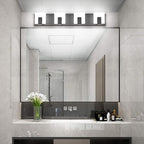 Aipsun 4 Lights Modern Black Vanity Light Up and Down Black Bathroom Lighting Fixtures LED Bathroom Wall Light Over Mirror 6000K