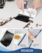 Mini Broom and Dustpan Set for Cleaning, Compact Desktop Dustpan with Brush for Kitchen Counter, Office, Car, Navy Blue, 1 Pack