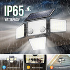 Solar Outdoor Lights - 3000LM 188 LED Motion Sensor Outdoor Lights, 4 Heads Security Light,IP65 Waterproof, Easy Install,270°Wide Angle Flood Wall Light with 3 Modes for Backyard Yard (3 Pack)