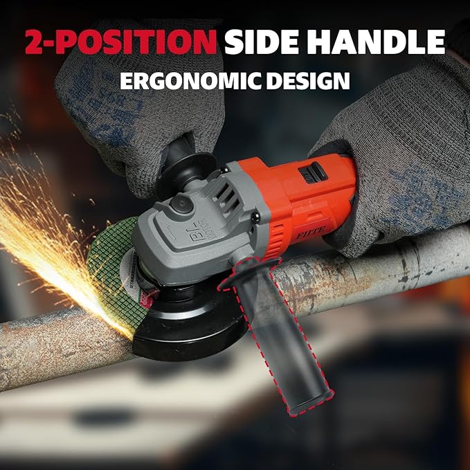 Angle Grinder, Cordless Grinder with 2 × 5.0Ah Batteries, 10000RPM Battery Powered Grinder, 3 Speed Angle Grinder Tool, Cordless Grinder with Battery and Charger for Cutting Shaping Grinding Polishing