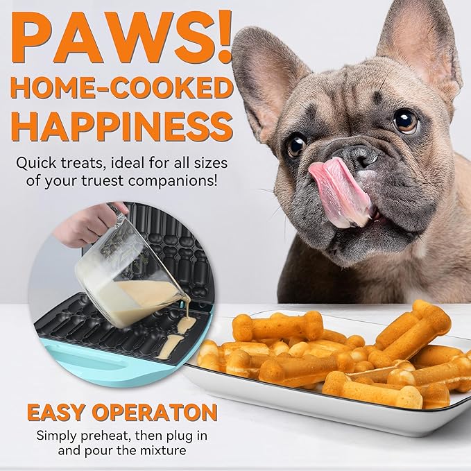 Baker's Friend Dog Treat Maker Machine in 2 Shapes, 16 Bones Dog Treat Molds Gifts for Dog Lovers, Personalized Dog Gifts, Snack Machine, Brush & Recipes Included, Aqua