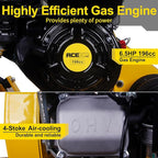 Aceup Energy Plate Compactor 6.5HP 196cc Gas, 21x14.6inch Plate 2700lbs Gas Compaction Force 5500VPM, Ground Compactor Tamper Pavement Compaction Rammer with Wheel