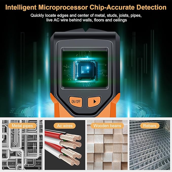 Stud Finder Wall Scanner - 5 in 1 Stud Finder Tool w/Microprocessor Chip and HD LCD Display, Stud Detector Beam Finders for the Center and Edge of Wood AC Wire Metal Studs Joist Pipe (Lox)