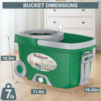 Dual Compartment Spin Mop and Bucket, Mop and Bucket with Wringer Set,360°Rotating Spinning Mopping for Floor Cleaning with 6 Microfiber Replacement Heads, 61" Extended Handle, 2X Wheel - Deep Green