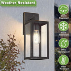 GRUENLICH Waterproof Large Outdoor Wall Lanterns, Modern Porch Sconces with Clear Glass Shade, E26 Socket Max 60W, IP65, Metal Frame, for Patio, Front Door, Entryway, Oil Rubbed Bronze Finish, 1-Pack