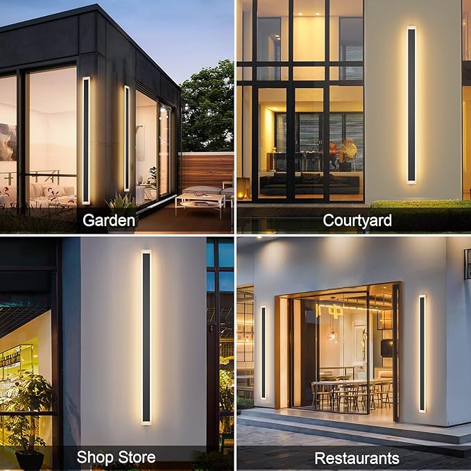 Aipsun Porch Wall Lights 59inch Long Strip Modern Outdoor Wall Light Fixture, Black Wall Mount Lighting Sconce Exterior Lights Wall Sconce 3000K for House Living Room Corridor(1 Pack)