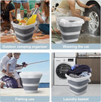 Small Collapsible Bucket, 1.4Gal/5L BPA-Free - Foldable Water Pail for Car Washing, Camping, Beach - Portable Lightweight Storage for Outdoor, RV, Travel (Grey)