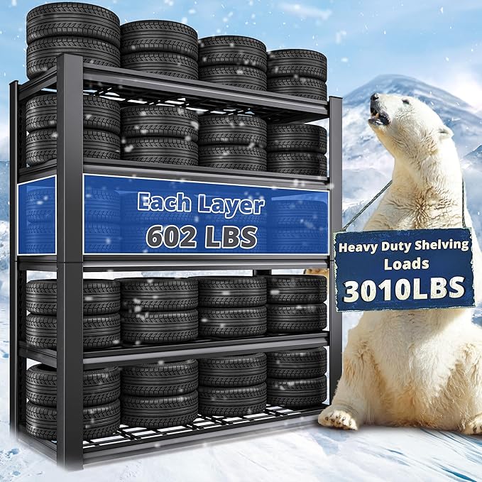 REIBII 3010LBS Storage Shelves 72" H Garage Shelving Heavy Duty Metal Shelving 5 Tier Adjustable Metal Shelves for Storage for Kitchen Pantry Warehouse Basement 72" H x 35.5" W x 16" D, 2 Pack