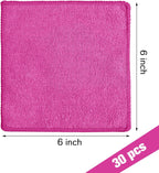 Tanlade Microfiber Cleaning Cloth 6"x6" Cleaning Rags Reasonable Kitchen Towels Microfiber Towels Cars Wash Dry Erase Cloth (Pink,30 Pcs)