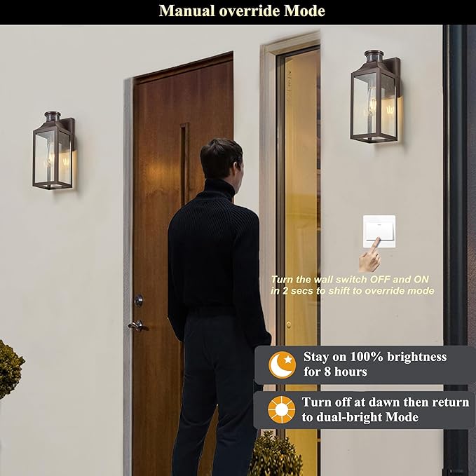 MICSIU Motion Sensor Outdoor Wall Light Fixture, 12.75 Inch Oil Rubbed Bronze Exterior Sconce Lighting, Waterproof Outside Light for House, Front Porch, Garage, Patio, Doorway