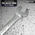 HITORK 32 Piece Wrench Set SAE & Metric 20 Standard & 12 Stubby Combination Wrenches Cr-V Steel 12-Point Mirror Finish 15° Offset with Organizer Tray Ideal for Auto & Home Repair