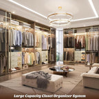 Aheaplus Closet System - 8FT Organizer with 3 Wooden Drawers, Fits 5.3-9 ft Walk-in Closet, White Oak