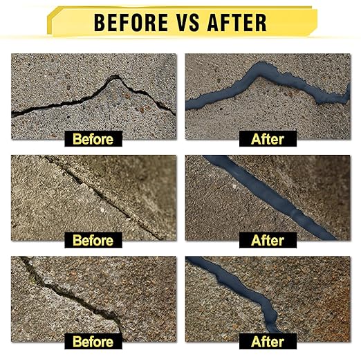 Concrete Crack Filler, 3.3 LB High Elasticity Cement Crack Filler, Gray Self Leveling Concrete Hole Repair, Flexible Liquid Concrete Sealant for Driveway, Walkway, Foundation, Patio, Joint, Outdoor