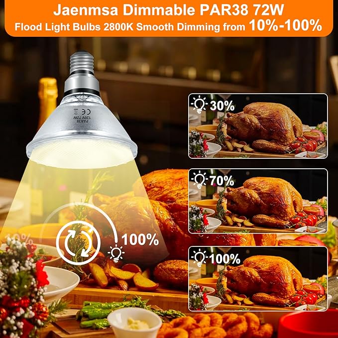 72W Halogen PAR38 Floodlight Bulbs 4 Pack for Indoor Outdoor Flood Light Par38 Halogen Bulbs 72 Watt 120V, Warm White 2800K, 3420 Lumens, E26 Base Bulbs for Reptile Heat Lamp Bulbs