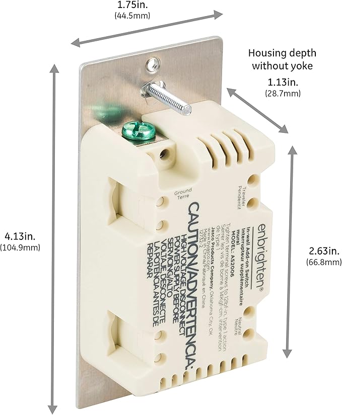 Enbrighten Almond Add-On Switch, QuickFit & SimpleWire, Z-Wave/Zigbee, Not A Stand Alone Switch, 2 Pack, 85096