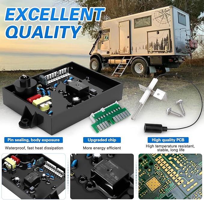LOCOPOW 91365 93305 RV Water Heater Control Circuit Board Part for Atwood Water Heaters GCH6A-10E GC6AA-10E WH-6GA WH-10GEA Replace 91226 93305, 93851, AT93851 With Igniter Spark & Sensor Electrode