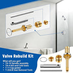 Enhon Valve Rebuild Kit Replacement for REB-VALVE, Compatible with Symmons Temptrol Valve, TA-10 Spindle Assembly, TA-4 Hot and Cold Seats, T-11 Cap Gasket, T-35A/B Seat Removal Tools (2 Pack)