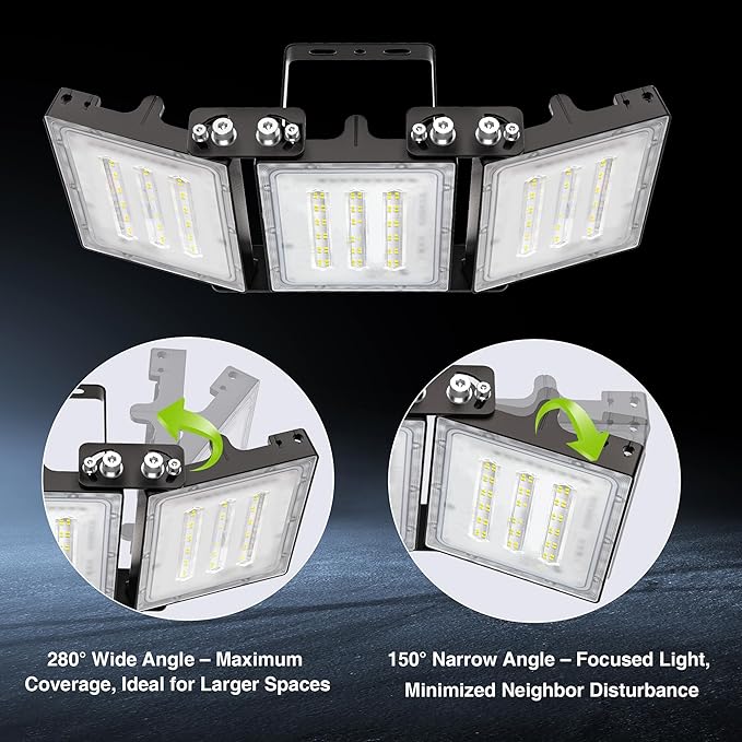 STASUN 2 Pack 150W LED Flood Lights, Mini Series Outdoor Floodlight, 15000LM 6000K Daylight White IP66 Waterproof 3 Adjustable Heads LED Exterior Flood Light for Yard, Driveway, Garage, Patio, Porch