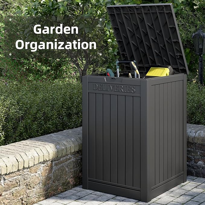 48 Gallon Package Delivery Box for Porch, Outdoor Storage with Lockable Secure, Large Double Wall Resin Outdoor Package Delivery and Waterproof