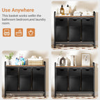 Lulive Laundry Hamper, Laundry Basket Organizer with 3 Pull-Out Removable Bags & Large Top Shelf, 3 × 12.5 Gal (142L) Freestanding Laundry Sorter 3 Sections for Laundry Room, Bathroom and Dorm