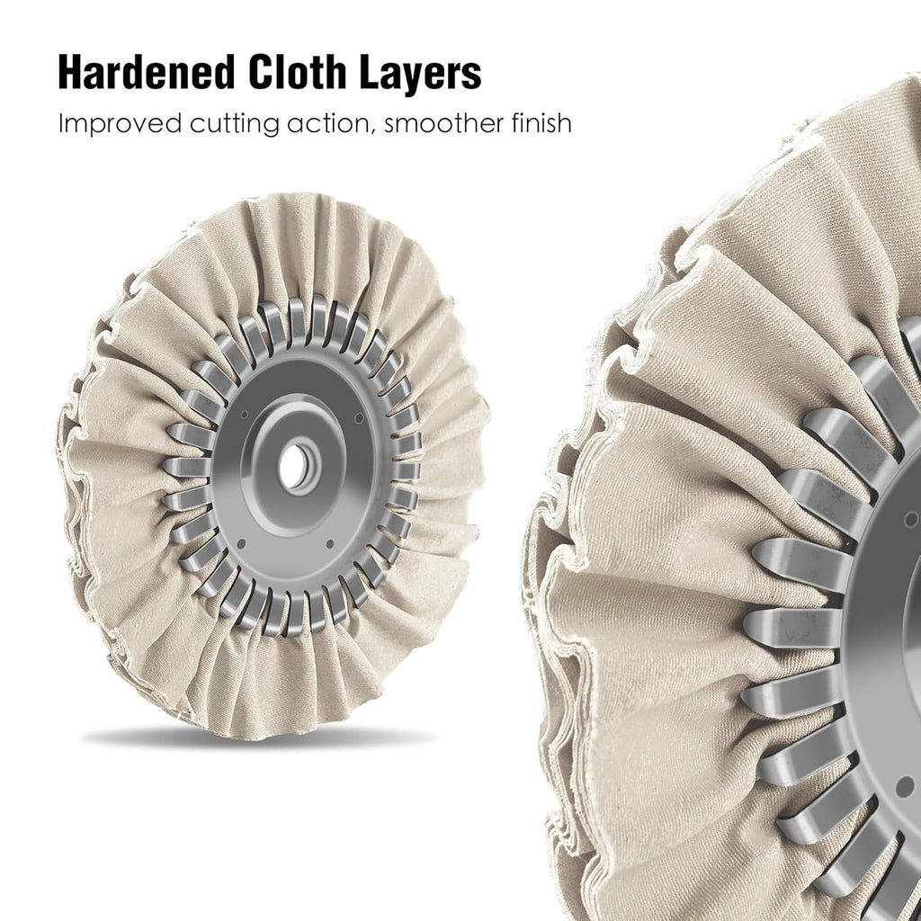 2PCS 8" Airway Buffing Wheel with 5/8" Arbor Flange-Free Hub，White Buffing Wheels for Angle Grinder, Mirror-Like Finishing Polishing Wheel for Aluminum Wheels Stainless Steel Chrome