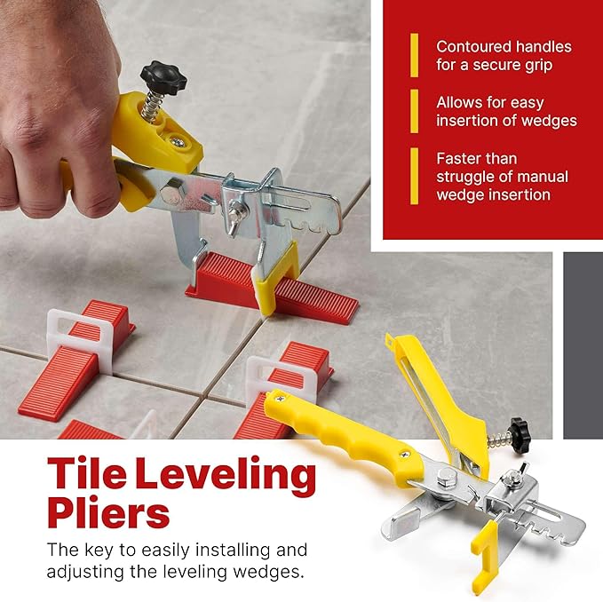 1401 Pcs Tile Leveling System with 1/8" (3mm) Tile Spacers, Tile Wedges and Tile Leveling Clips - Saves Time for Perfect and Precise DIY Installation of Ceramic Tiles - With Leveler Tool (Pliers)