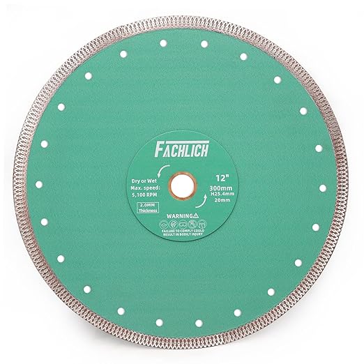 Diamond Porcelain Saw Blade - 12" Tile Blade 300MM Ceramic Cutting Disc with X Teeth Turbo Mesh Rim,for Ceramic Tile Porcelain Granite Marbles