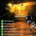 Solar Wall Light Outdoor with 3 Lighting Modes, Dusk to Dawn Led Wall Mount Sconce Exterior Motion Sensor Security Porch Lantern Light Fixture Waterproof for Patio Fence Outside Decorative