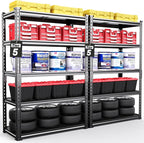 TigerParty 2050LBS Heavy Duty Garage Shelving, 5-Tier Adjustable Storage Shelves, Metal Shelving Unit and Storage Rack for Pantry, Basement, Warehouse, 72" H x 36" W x 16" D, Melamine Faced Board